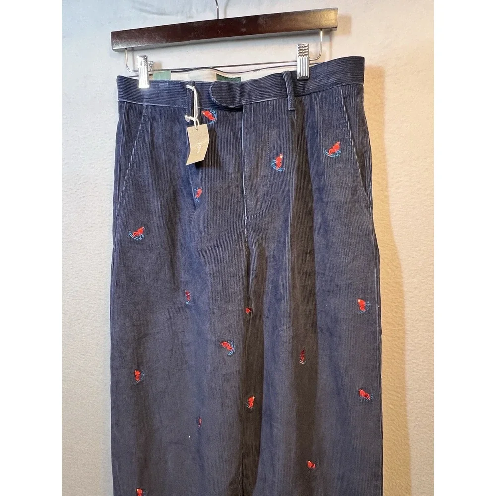 J. Crew Relaxed-fit Pleated Corduroy Trouser w Retro Skier‎ Embroidery Size 29